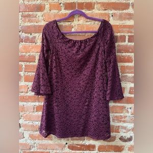 Size S As U Wish merlot lace off-the-shoulder dress